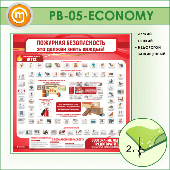 Стенд «Пожарная безопасность. Это должен знать каждый» (PB-05-ECONOMY)